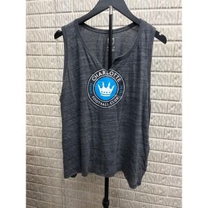 MLS Charlotte FC Womens Tank Top Charcoal Heather Split Neck Shirt 2XL New